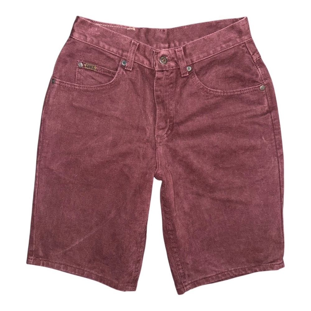 Vintage Lee High Waisted Maroon Denim Shorts Size 27 USA Made Jorts 100% Cotton